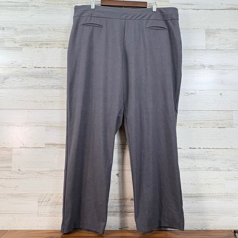 Dressbarn Womens Plus 20W Gray Pull On Tummy Control Straight Leg Dress Pants